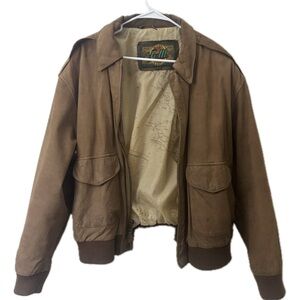 Vintage 80s G-III Genuine Leather Bomber Jacket Map Lining Brown  Size M